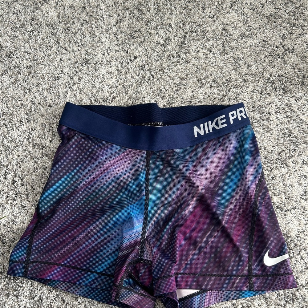 Nike Pro Dri-FIT Navy, Purple and White Shorts